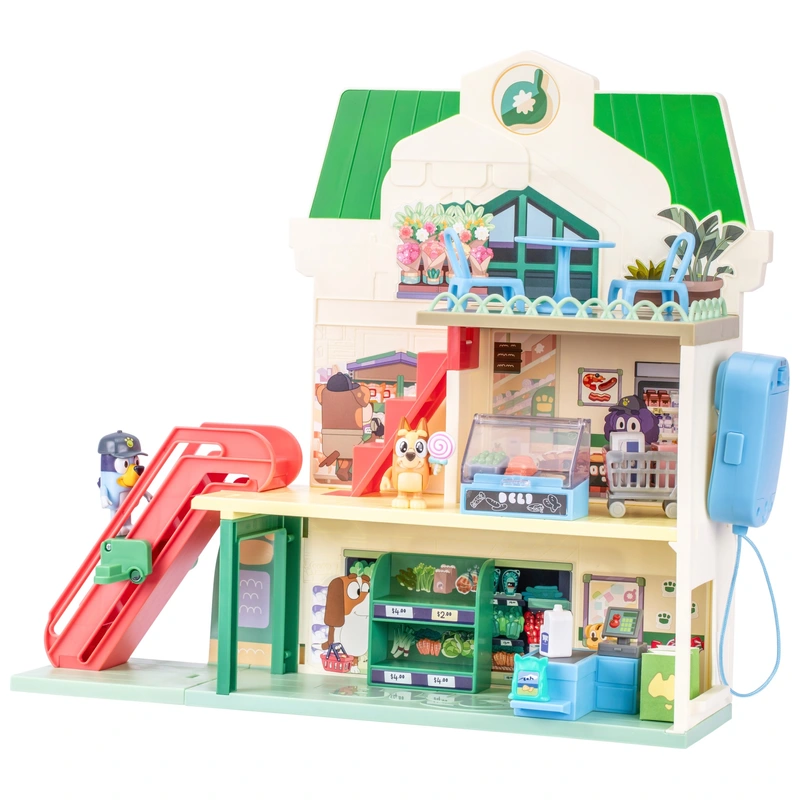 Close up of checkout in Bluey supermarket playset