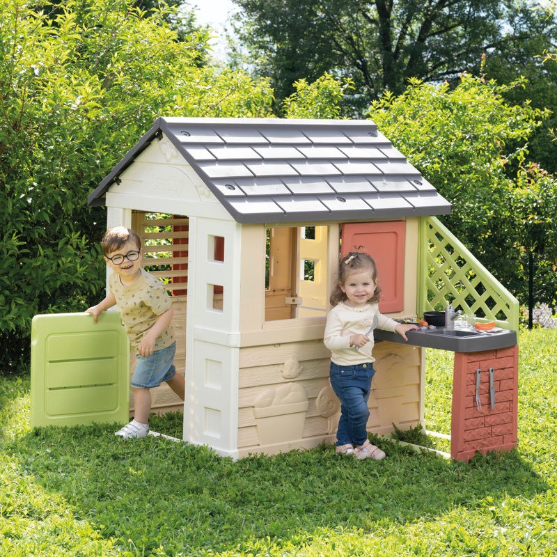 Smoby Tuin Speelhuis Natuur met Outdoor Speelkeuken