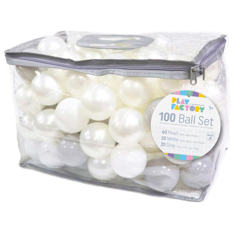 Play Factory 10 Ballen voor Ballenbak wit/grijs/parel