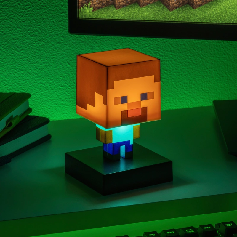 Minecraft Steve Icon Light glowing in a dark room UK