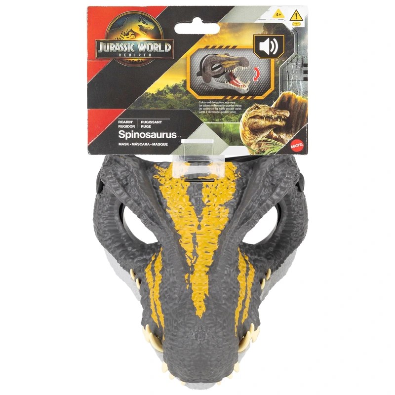 Child playing with Jurassic World dinosaur mask