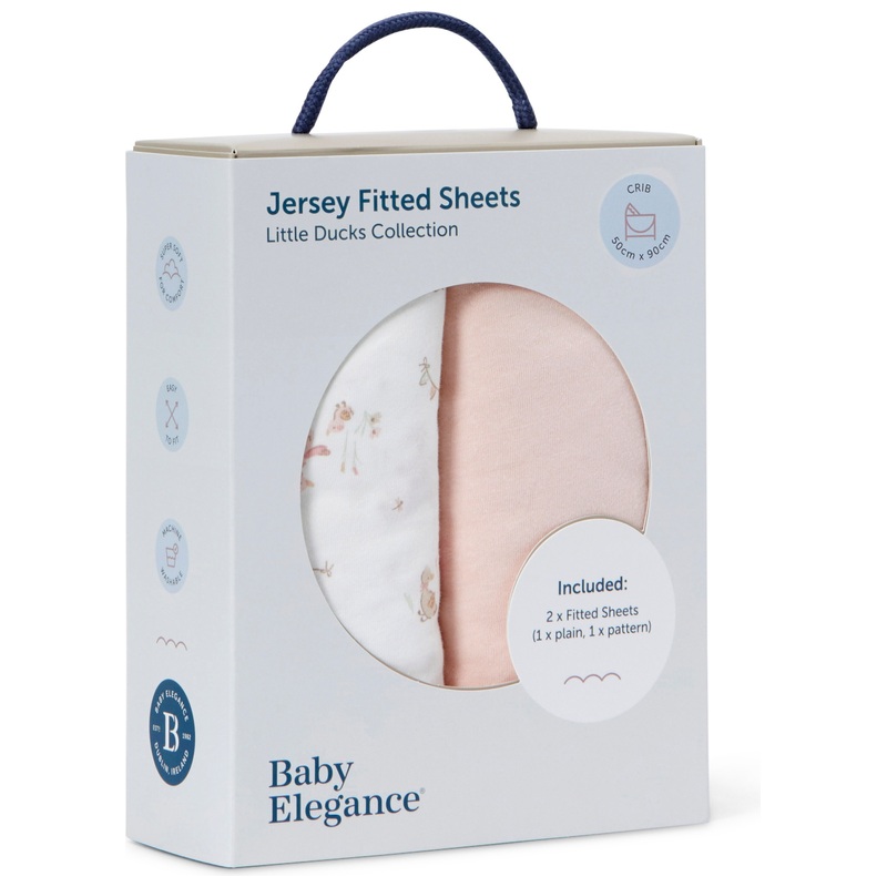 Baby Elegance Crib 2 Piece Fitted Sheets Set Little Ducks 95 x 50cm