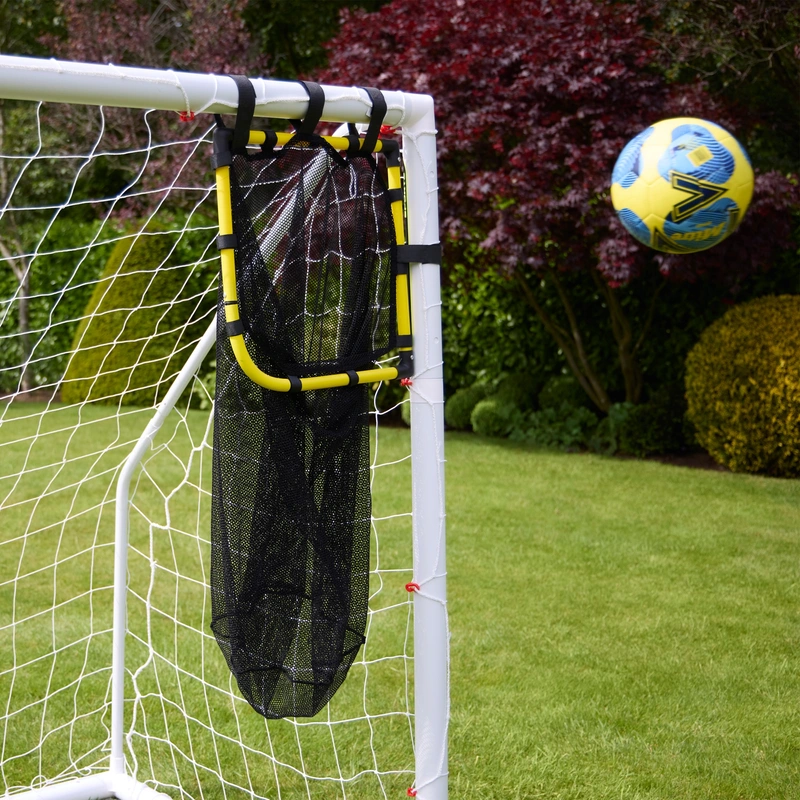 Top corner football target drill setup