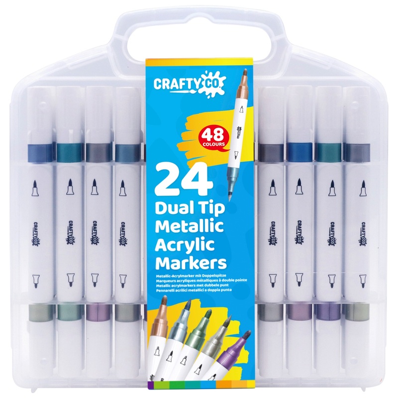 Crafty Co. - Kit de 24 Marqueurs Acryliques Métalliques