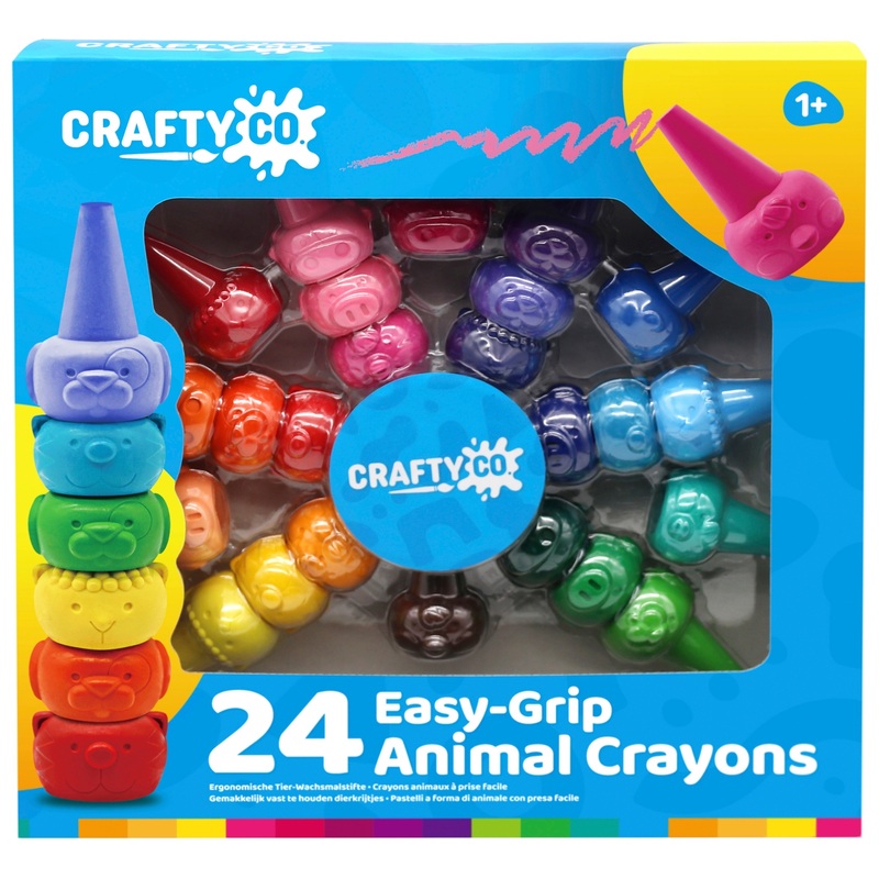 Crafty Co. - 24 crayons Animaux à Prise Facile