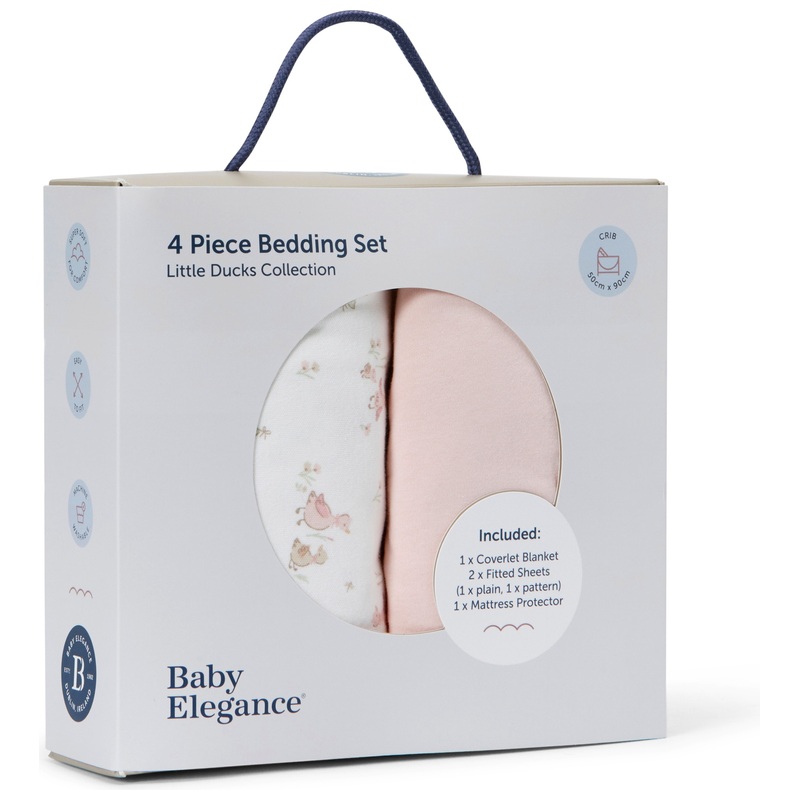 Baby Elegance Crib 4 Piece Bedding Set Little Ducks 90 x 50cm