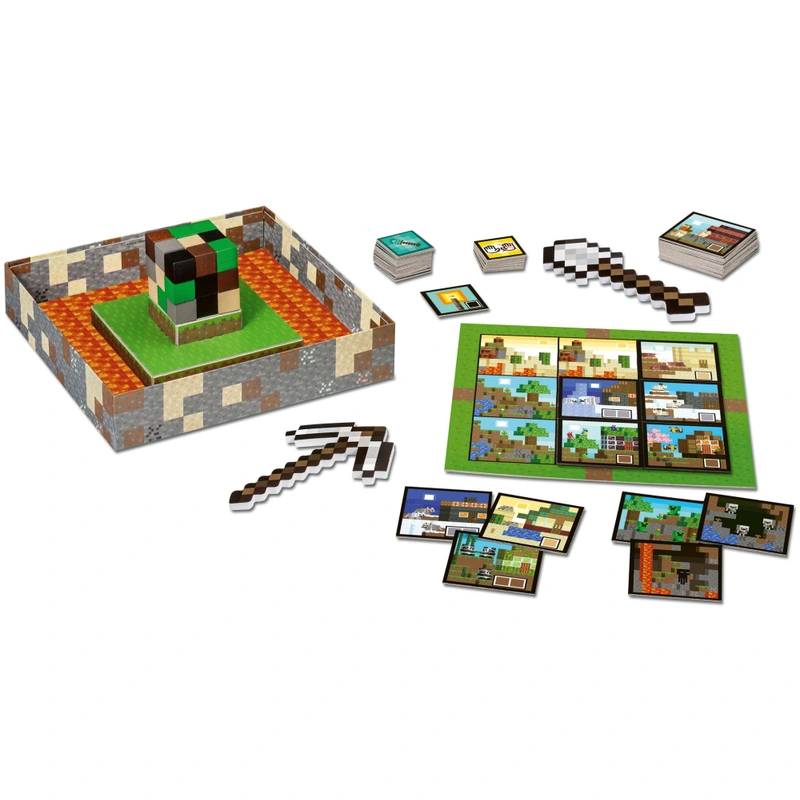Family playing Minecraft board game