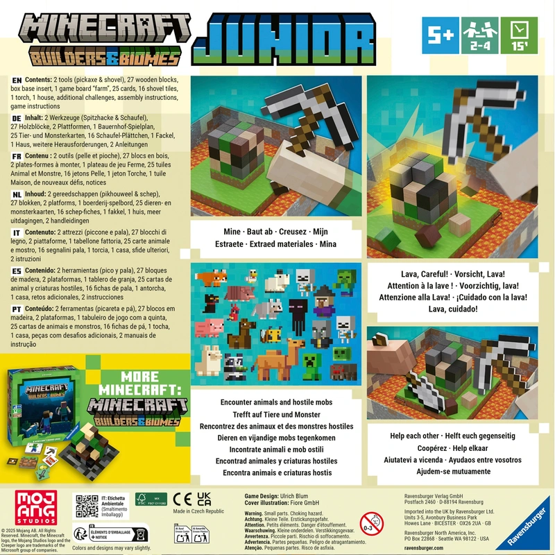 Minecraft board game pieces and board layout
