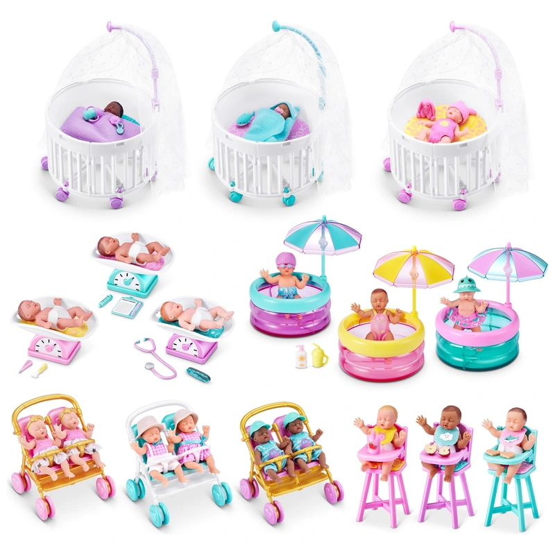 Display of ZURU My Mini Baby collectibles UK