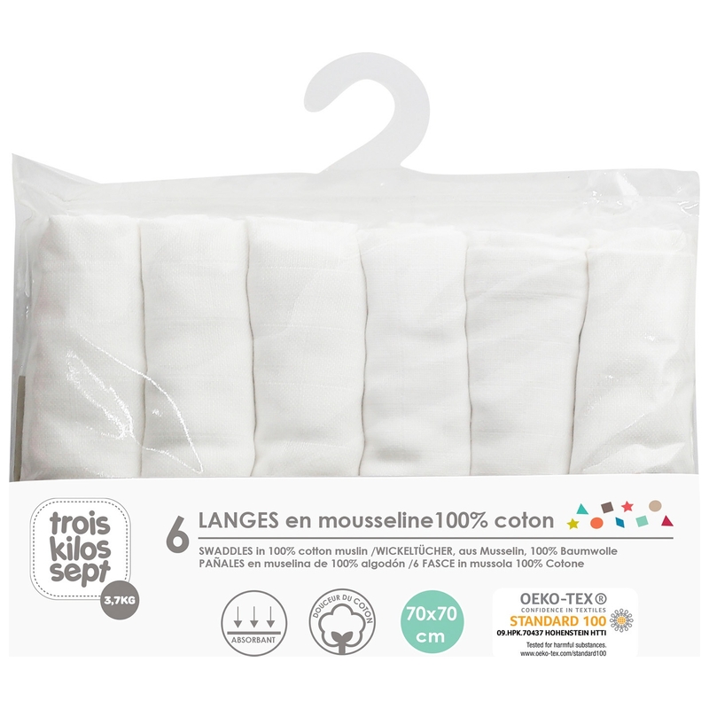 Trois Kilos Sept - Lot de 6 Langes