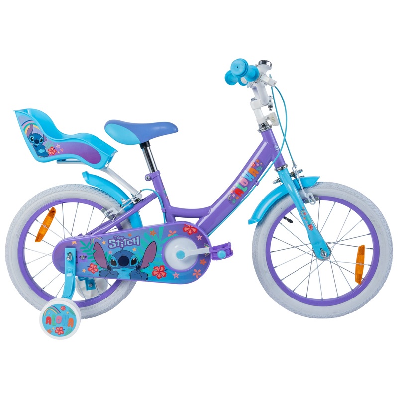 16 Inch Disney Stitch Bike with Doll Carrier Purple
