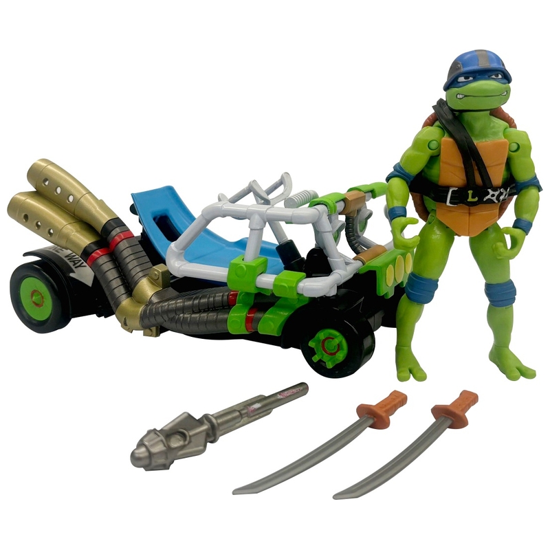 Tortues Ninja - Buggy d'Assaut avec Figurine Leonardo 12 cm
