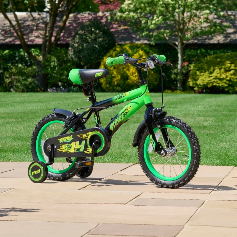 14 Inch Strike Bike Green handlebar view