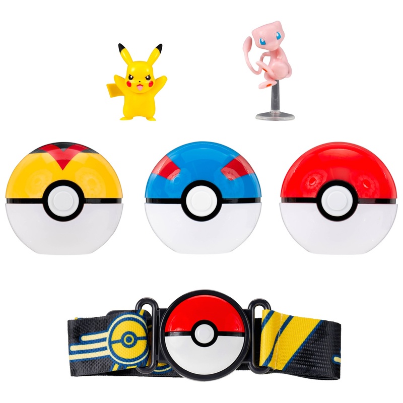 Pokémon Clip N' Go Poké Ball Belt Set with Mew and Pikachu Battle Figures