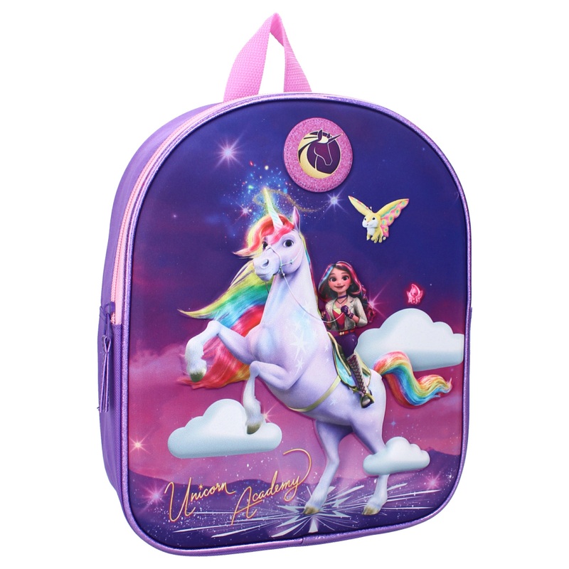 Sac De Sport Unicorn Academy It's Fate - Grand Imprimé Sophia Et Waltstar - Bretelles Roses Sac à Dos Sportif Fille Imprimé Licorne