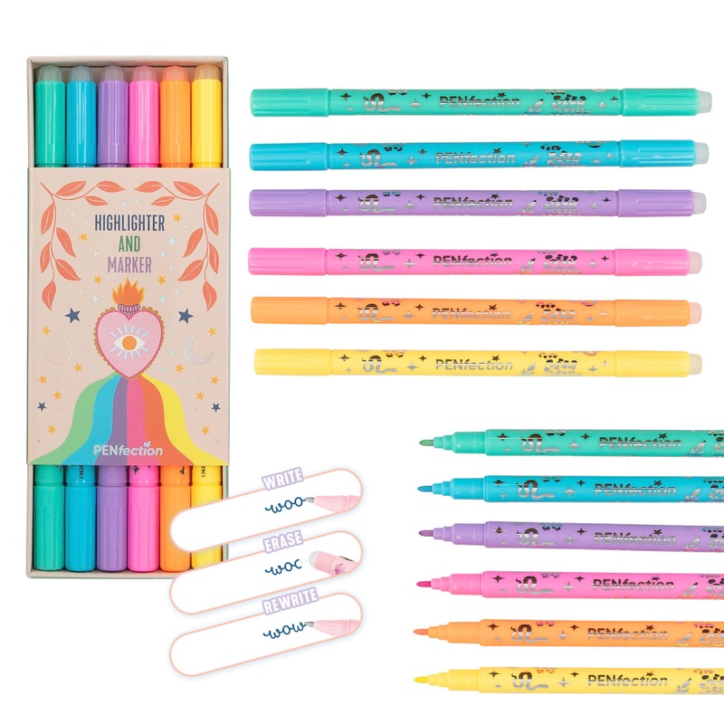 PENfection - Lot de 6 Surligneurs et Marqueurs Effaçables
