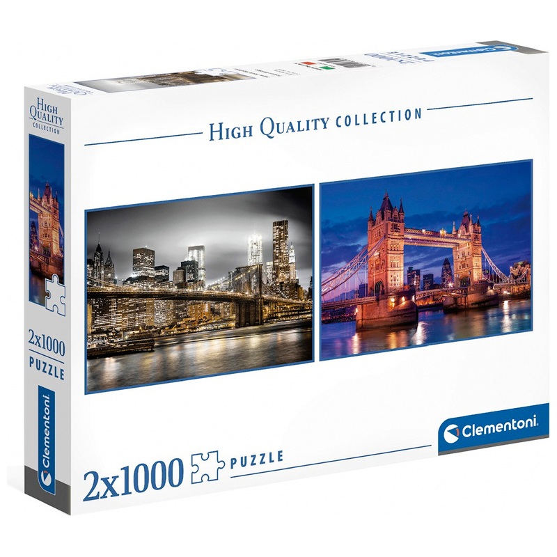 Clementoni NYC Skyline & Tower Bridge Jigsaw Puzzle 1000 Pieces 2 Pack