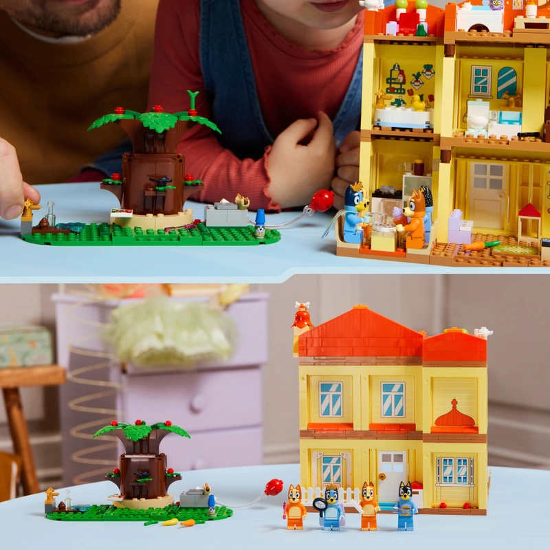 Close up of LEGO Bluey construction bricks