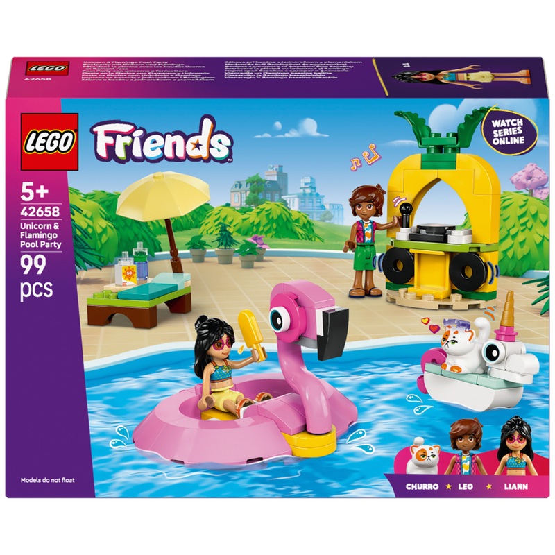 LEGO Friends 42658 Zwembadfeestje met Flamingo en Eenhoorn Set