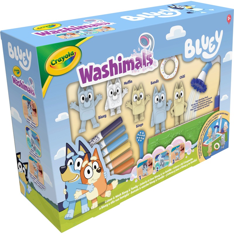 Crayola Washimals Colour & Wash Bluey and Family Poolside Set
