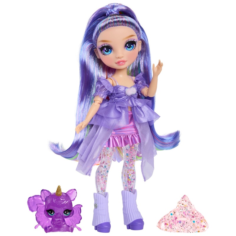 Rainbow High Rainbow Shimmers Pop Violet Willow met Glitterslijm