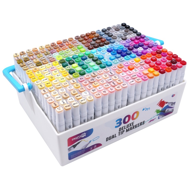 Crafty Co. Deluxe Dubbelpunt Marker met Opbergdoos 300 Stuks