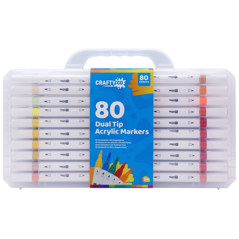 Crafty Co. - 80 Marqueurs Acrilyques à Double Pointe