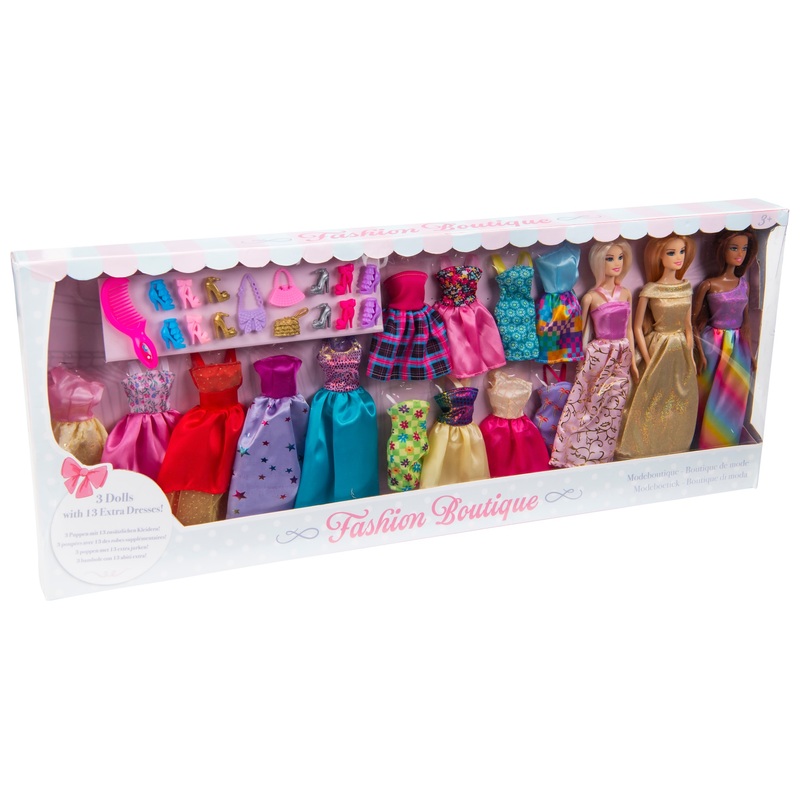 Modeboetiek met 3 Poppen Set