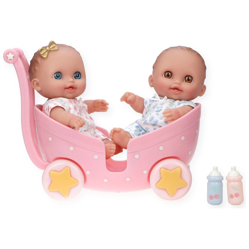 Lil\' Cutesies Twins Baby Dolls and Twin Stroller Set