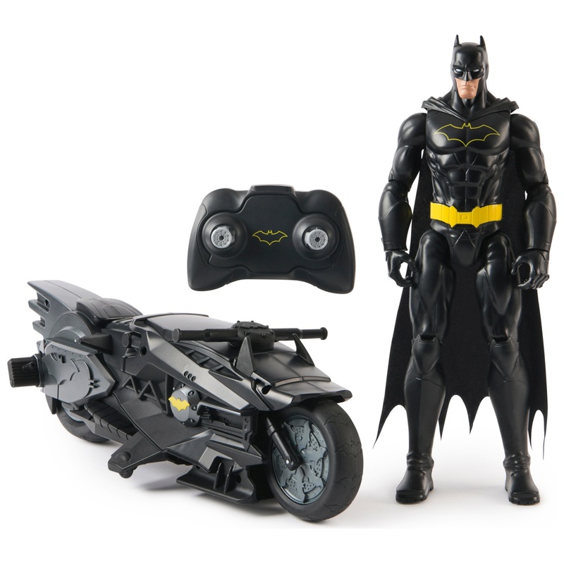 DC Comics - Batcycle Télécommandé avec Figurine Batman 30 cm