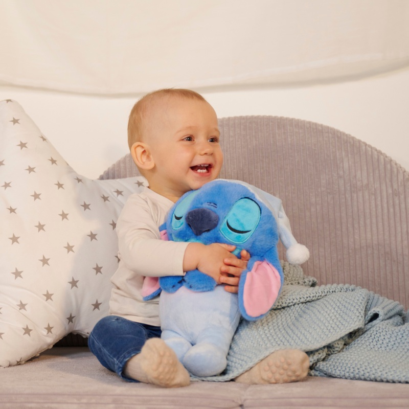 Disney Stitch Kuscheltier Schlafender Stitch Einschlafhilfe mit Sound und Atmung