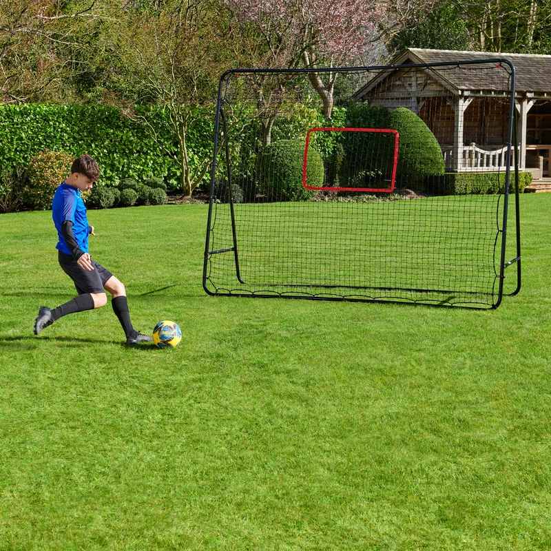 Football player training with 9 x 7ft rebounder