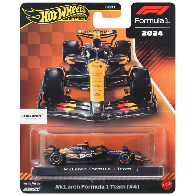 Hot Wheels Premium 2024 Formula 1 Diecast Cars McLaren F1 Team Lando Norris - (No. 4) 1:64 Scale