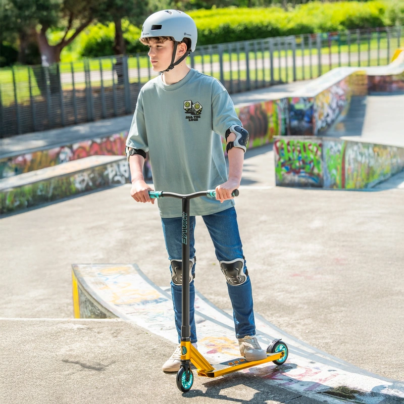Close up of Blindside Wave scooter deck and grip tape