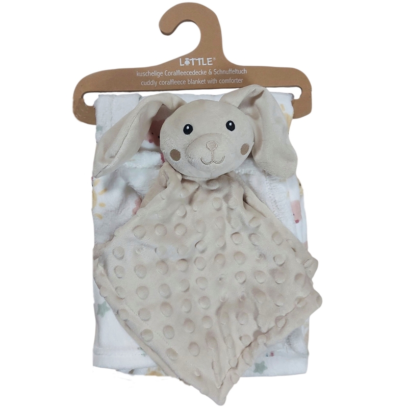 LITTLE Kuscheldecke mit Schnuffeltuch Hase