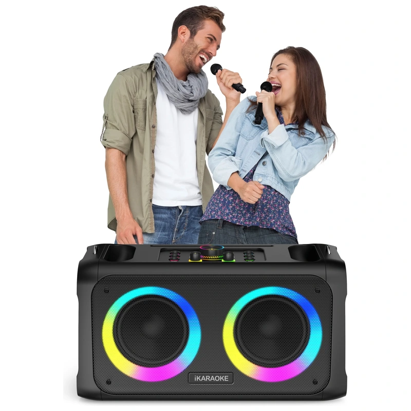 Child singing with iKaraoke microphone