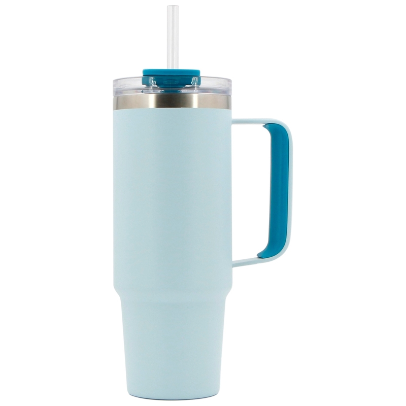 Edelstahlbecher mit Strohhalm 900 ml hellblau