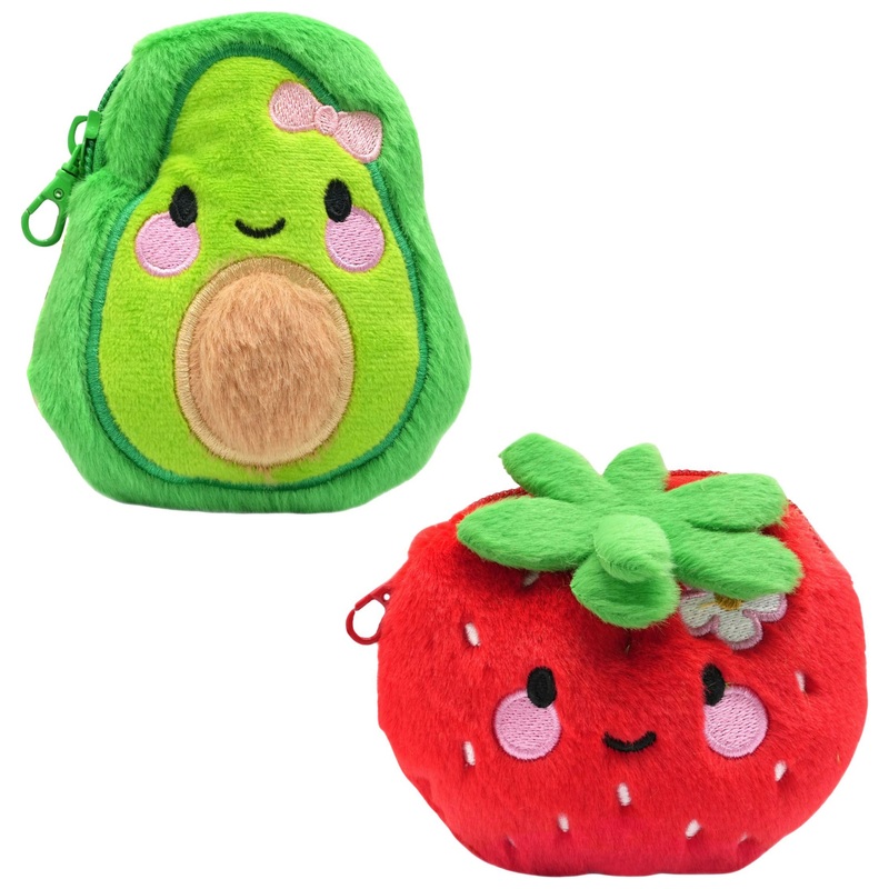 Glameez Plush Compact Mirror and Purse Strawberry and Avocado Assortment