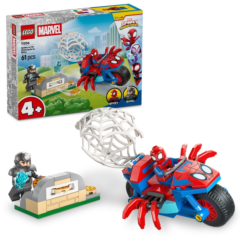 LEGO Marvel 11206 Spidey And His Amazing Friends: Spidey on his Motorcycle vs. Rhino Set