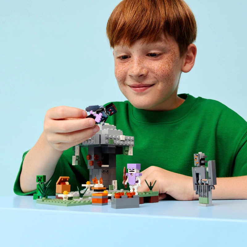 Completed LEGO Minecraft 21586 build showing garden detail
