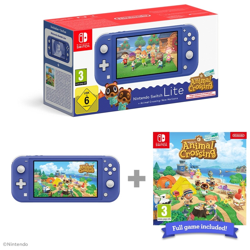 Nintendo Switch Lite Blue Animal Crossing New Horizons Bundle