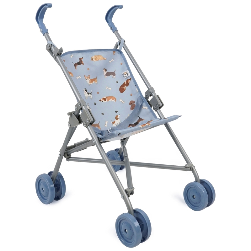Ivy & Lily Baby Doll Umbrella Stroller Blue Doggie Print 50cm