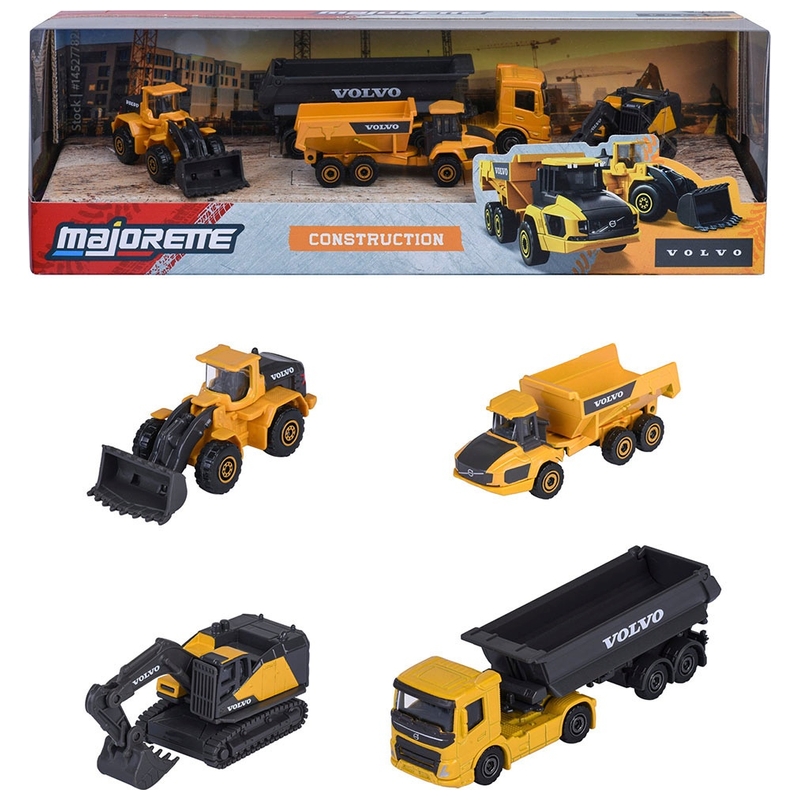 Majorette - Construction 1/64 Pack 4 Véhicules Volvo