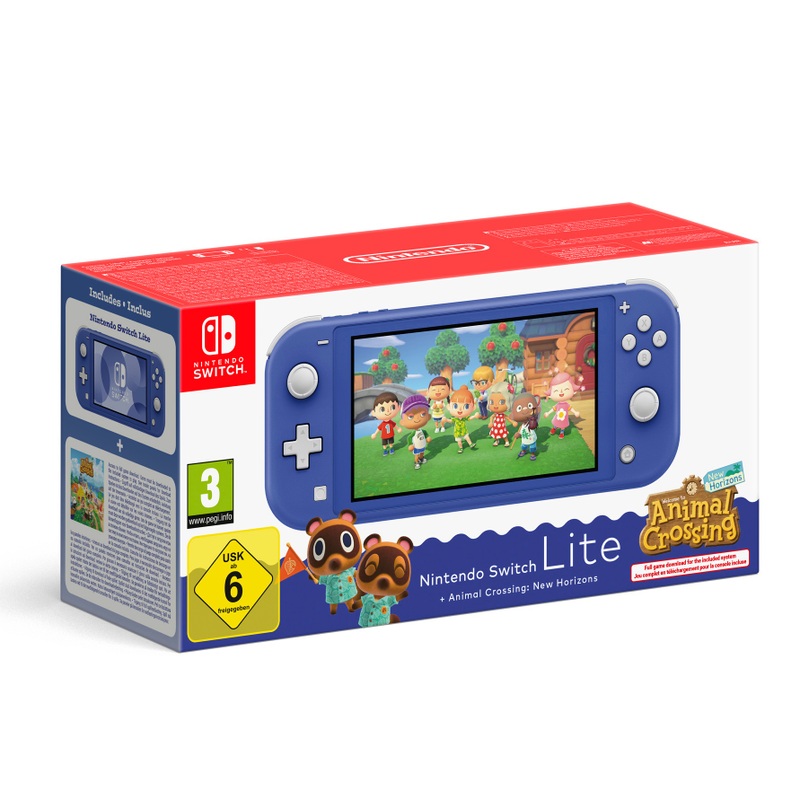 Nintendo Switch Lite Konsole mit Ladekabel blau + Spiel Animal