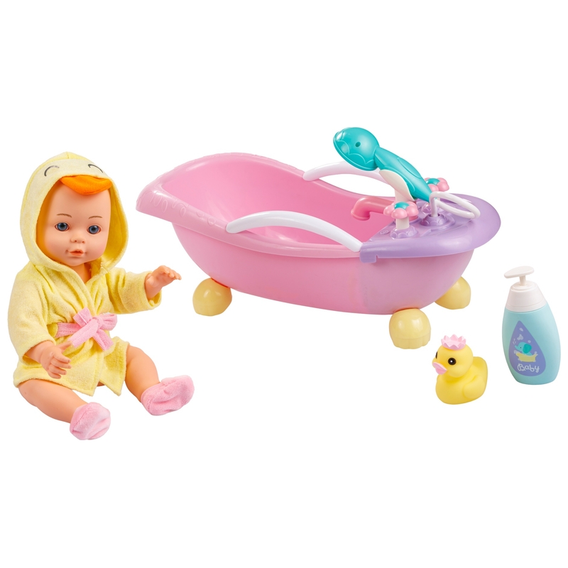 Babypuppe mit Puppenbadewanne und Zubehör