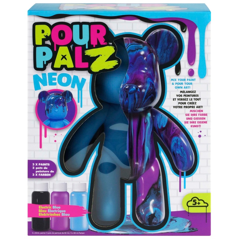 Pour Palz Paint Marble Bear Neon Electric Blue