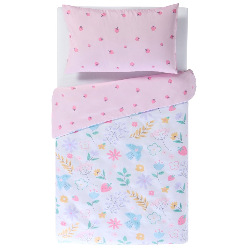 Baby Elegance Toddler Bedding Set Double-Sided Strawberry Meadow