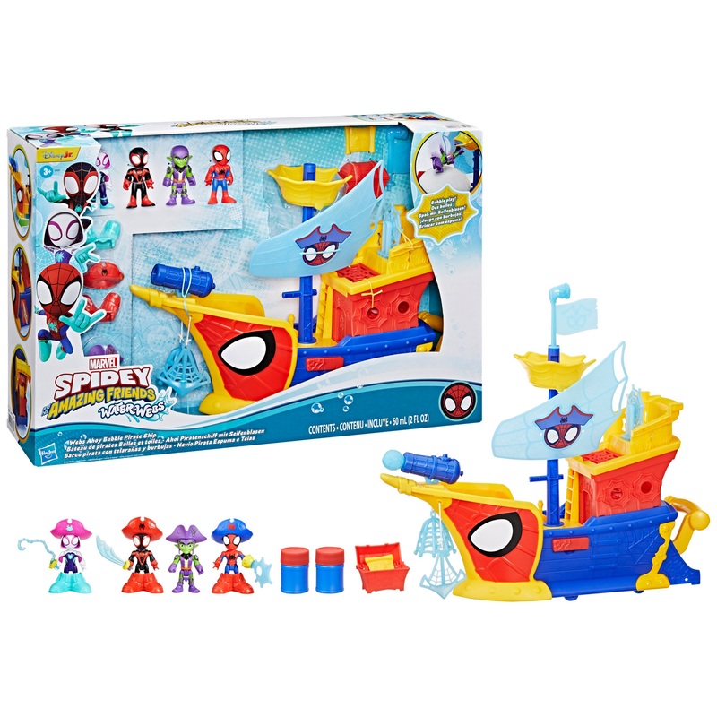 Marvel Spidey and His Amazing Friends Water Webs Ahoy Bubble Pirate Ship Playset