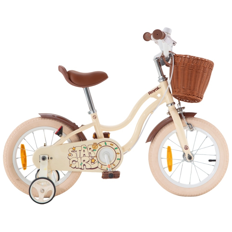14 Inch Fiets Royalbaby Star Girl Kinderfiets met Zijwieljes creme