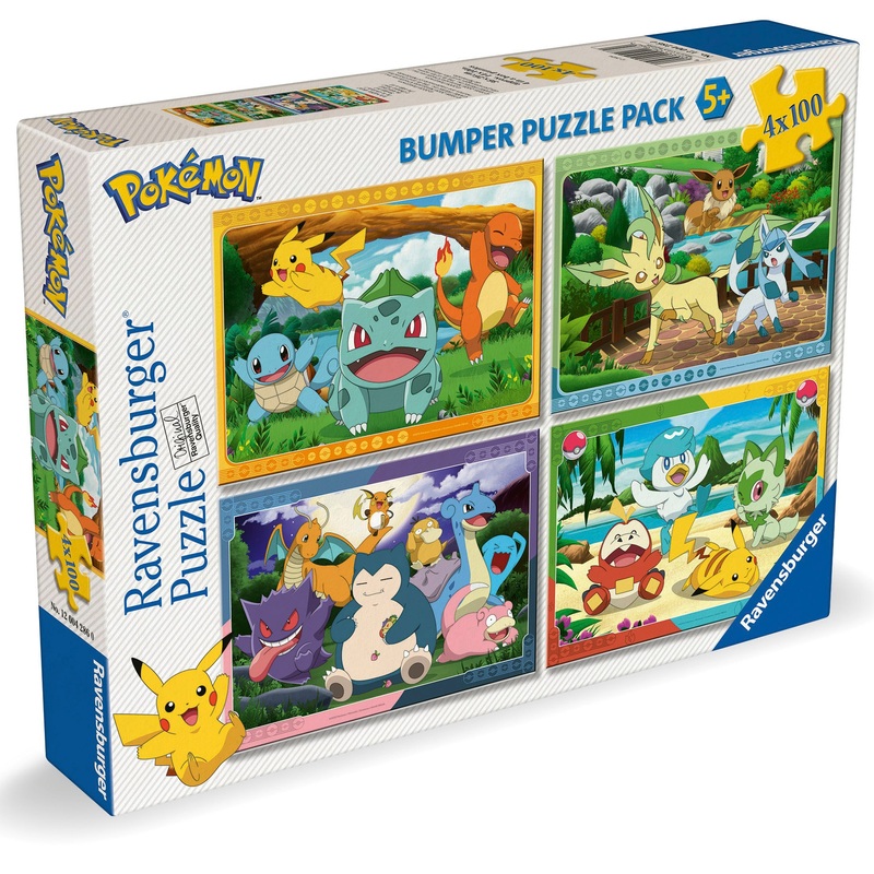 Ravensburger Pokemon Jigsaw Puzzles Bumper Pack 4 x 100 Pieces